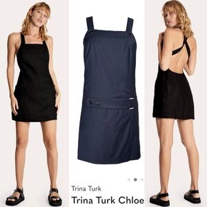 Trina Turk Apron mini-dress ‘Chloe Belle’ light-weight wool, lined Navy 2